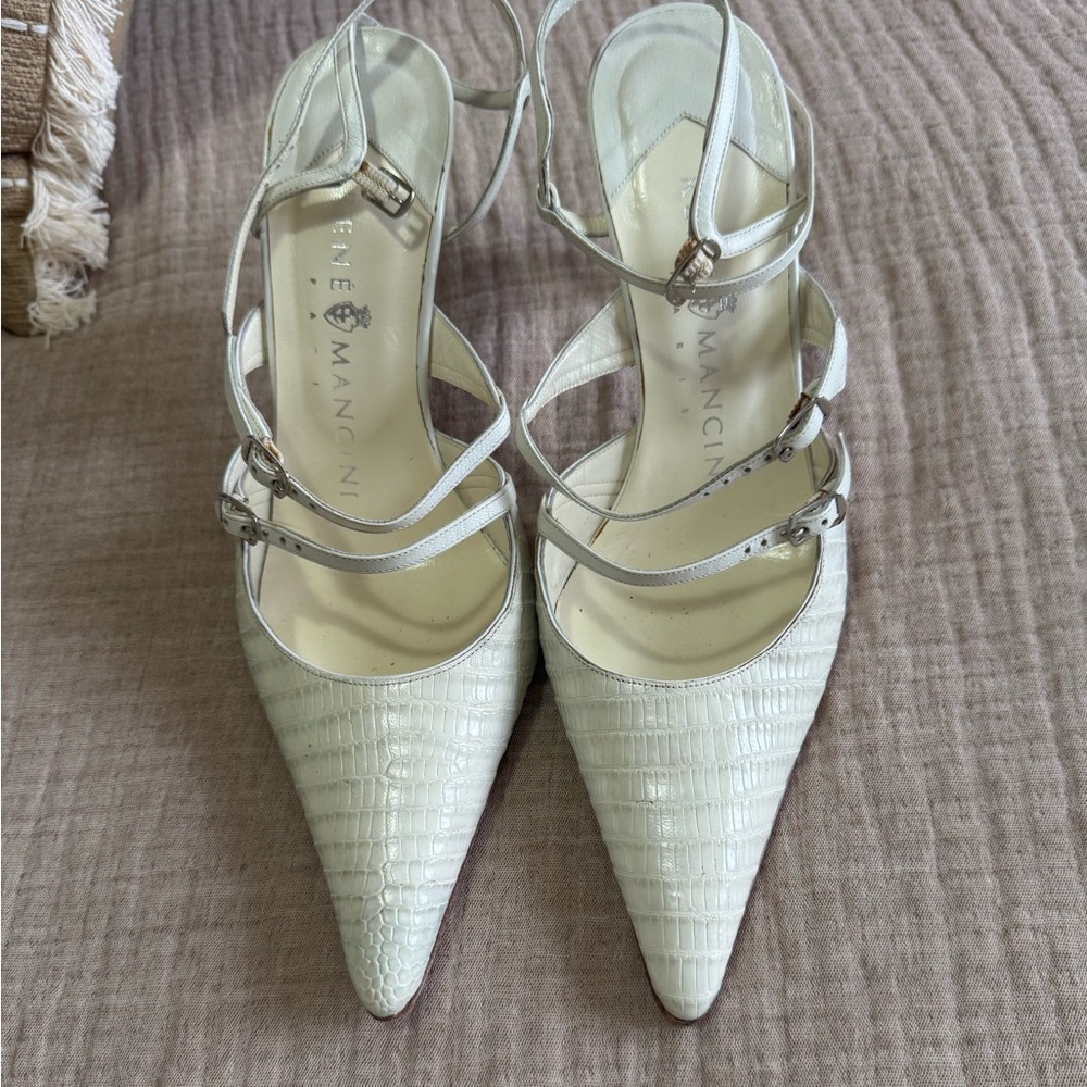 Rene Mancini White Strappy Heels